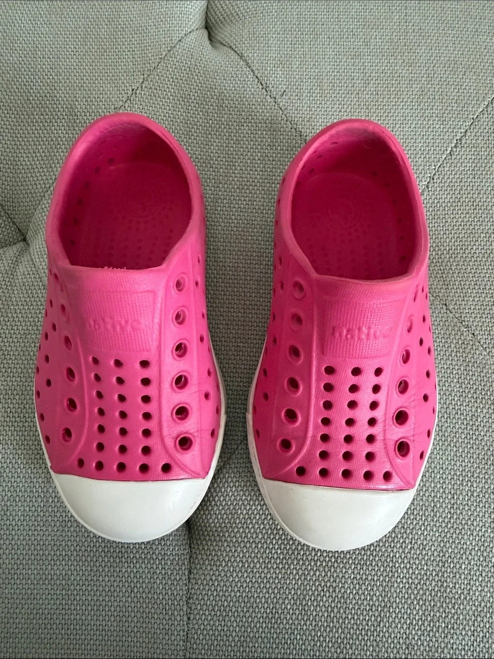 Native Kids Slip-On Water Shoes in Bright Pink with White Toe